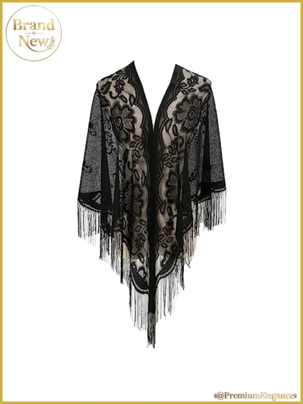 Womens Nylon Triangle Shawl Wrap Breathable Tassel Scarf